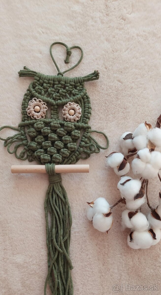 macrame sova zelená