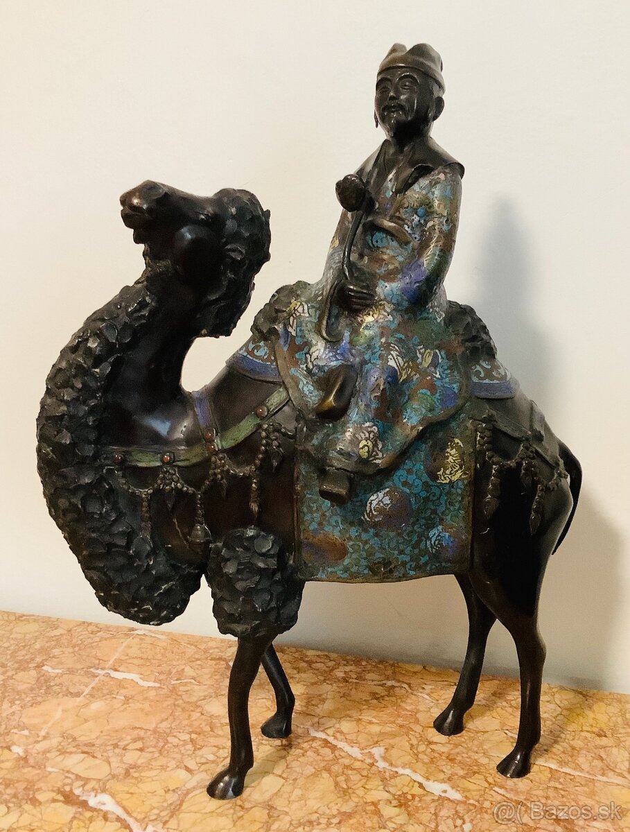 Starožitná bronzová socha Cloisonne  Japonsko