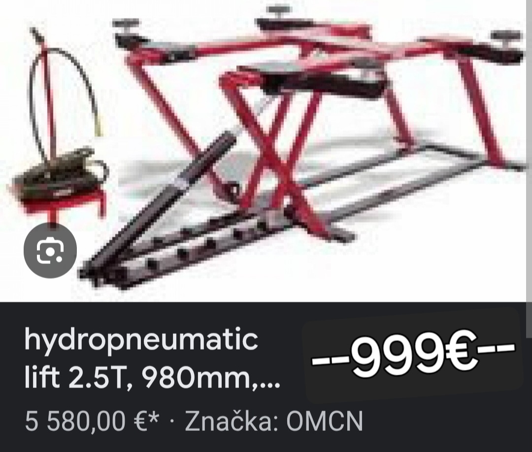 OMCN 550/A 2500kg hydropneumatický zdvihák aj VYMENÍM vhodný