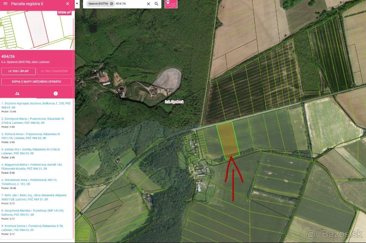 🟢 Na predaj: Orná pôda 6 520 m² – Opatová pri Lučenci