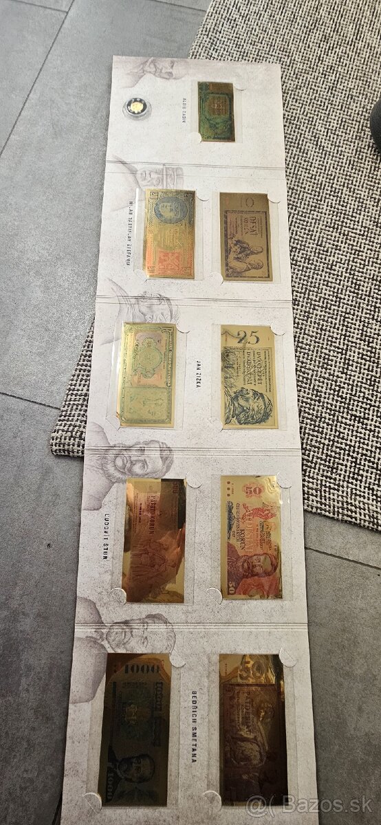 Zlate bankovy a minca