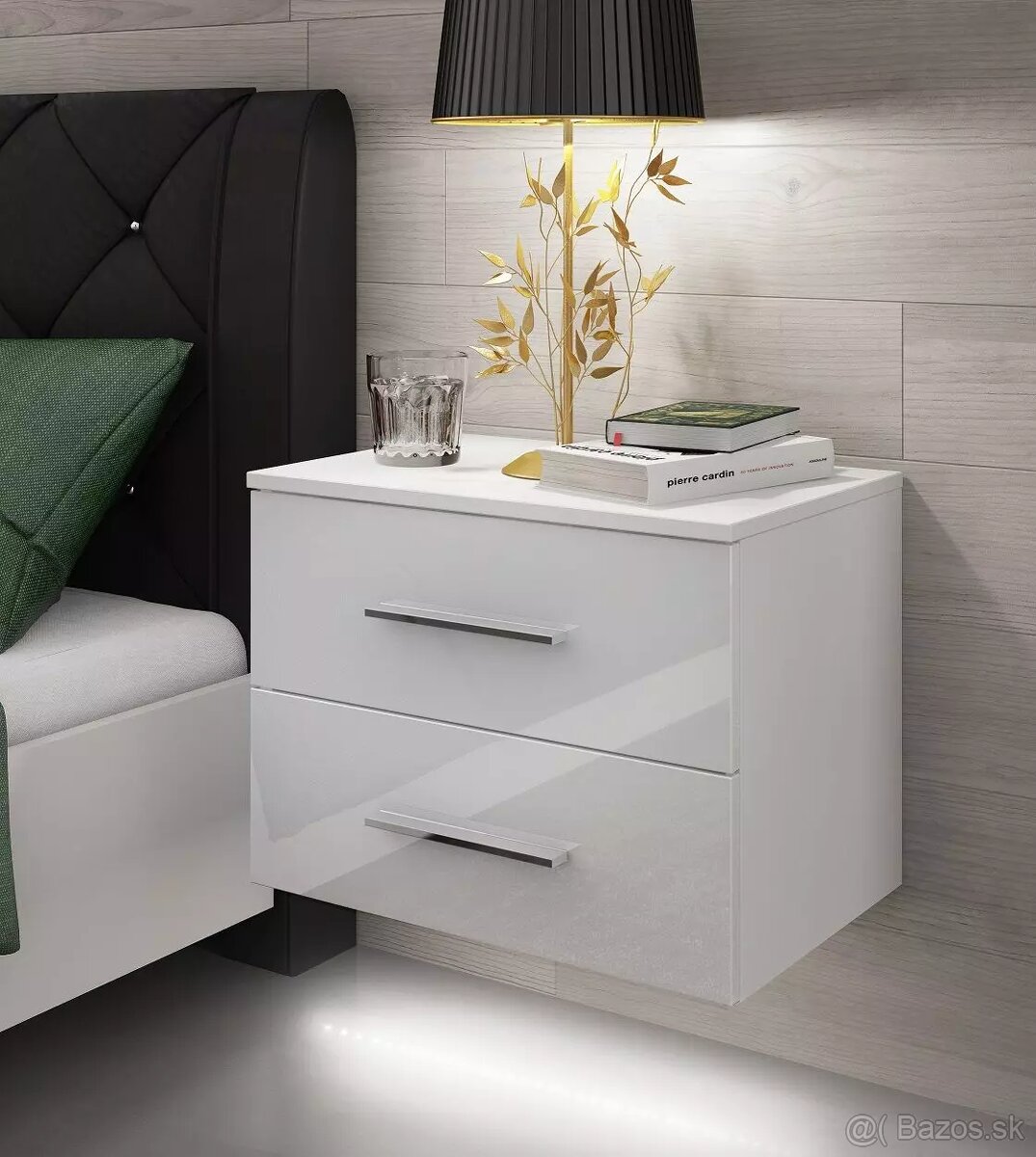 Závesné nočné stolíky Biele MATNÉ