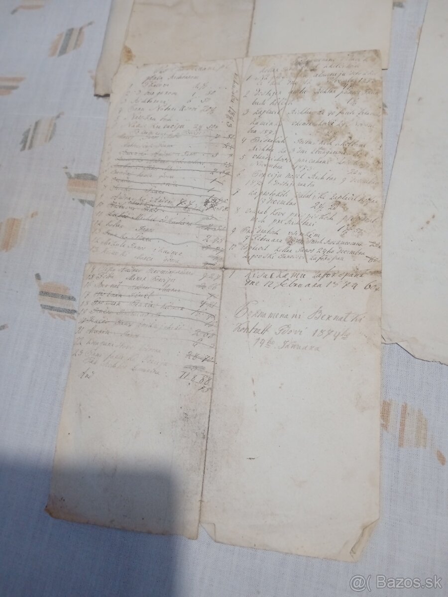Staré 1868 ručne písané dokumenty