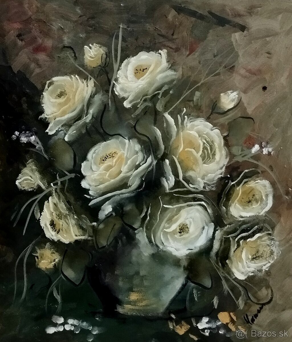 Maľba kvetiniek 40x30cm