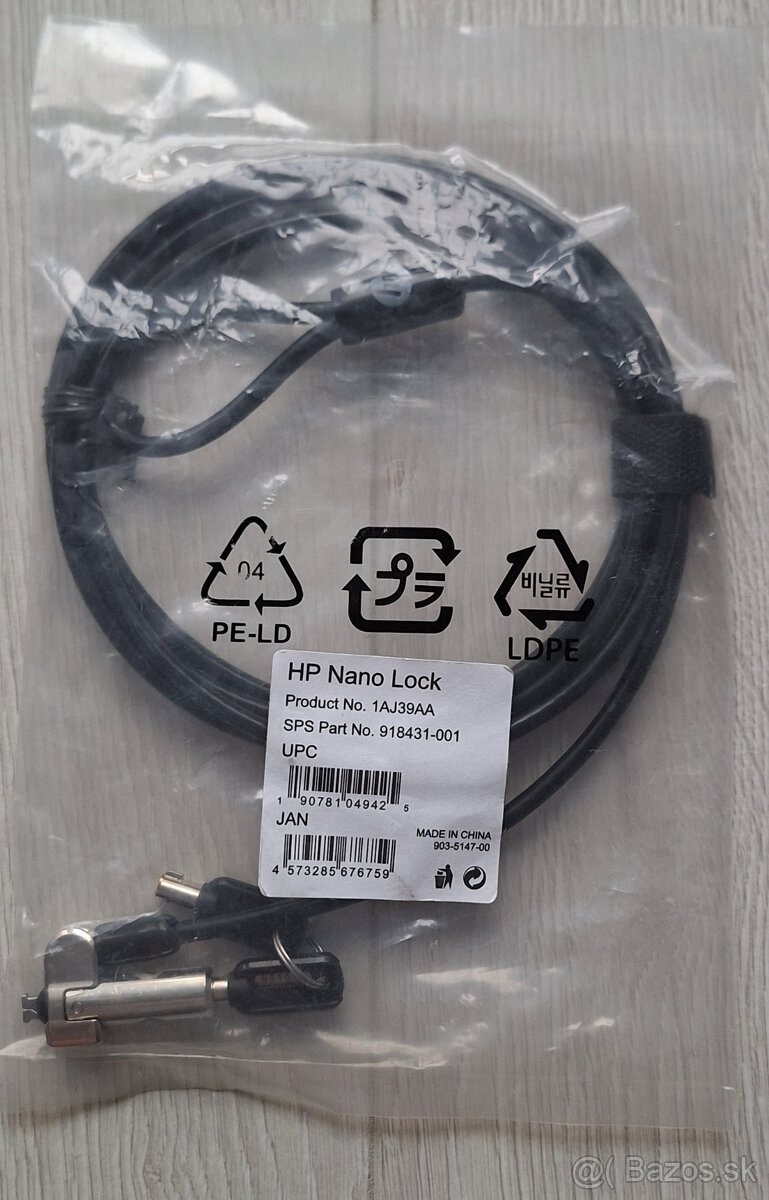 Original HP Nano Keyed Cable Lock 1AJ39AA 918431-001