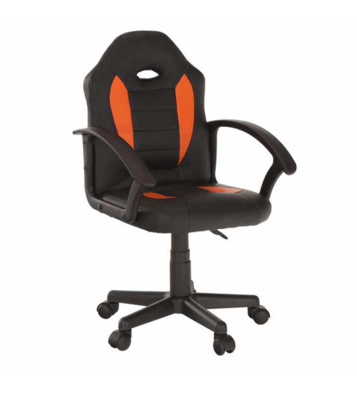 Kancelárska stolička malá, ekokoža čierna/oranžová