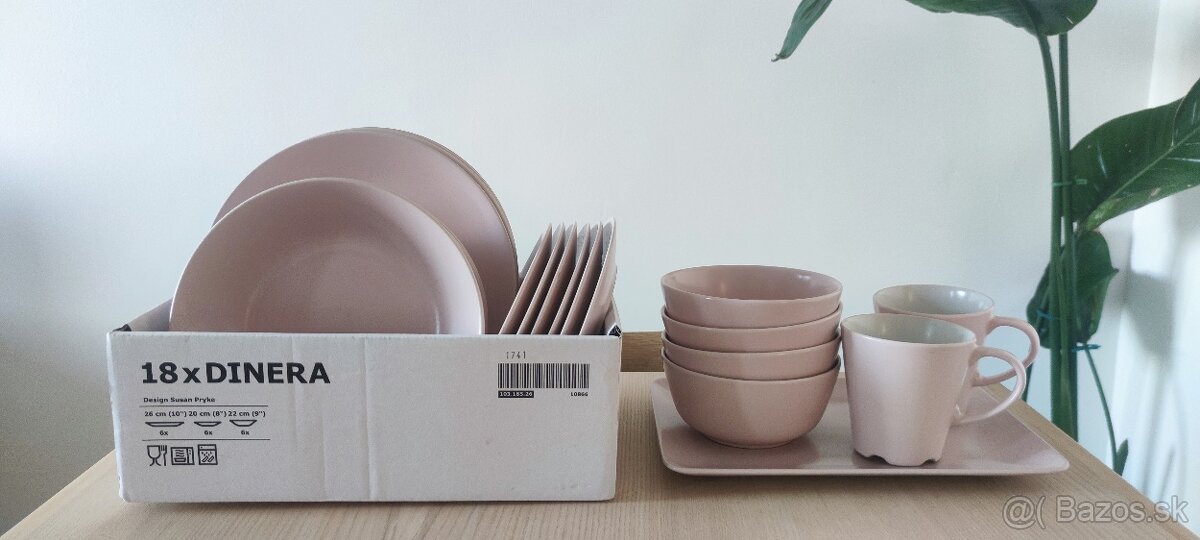 Dinera Ikea - ružový jedálenský servis