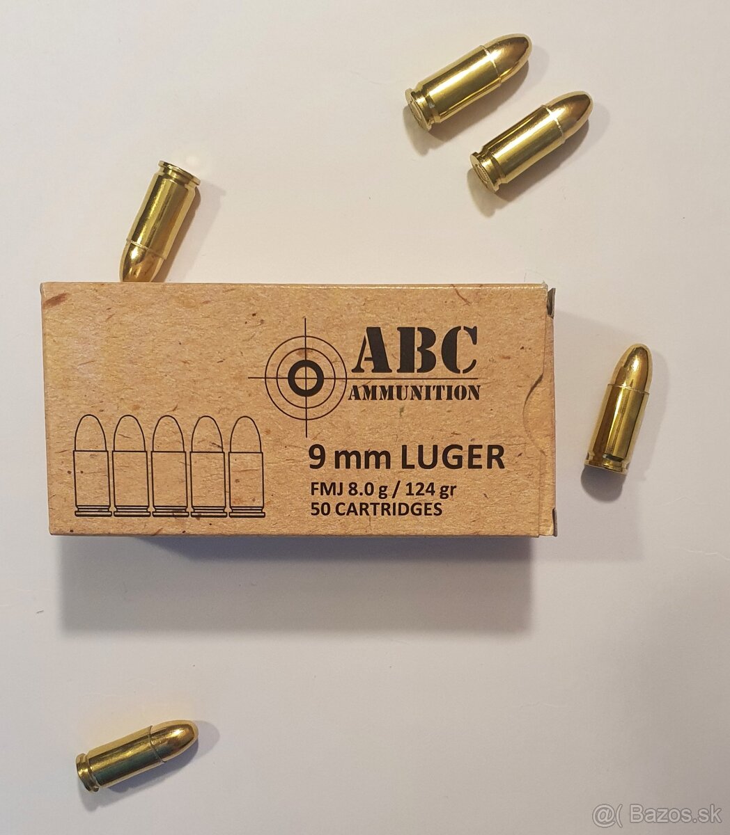 Fabrické strelivo ABC Ammunition 9mm Luger