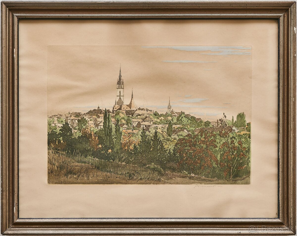 Ján C. Vondrouš (1884–1970): Čáslav, 1948, grafika na papier