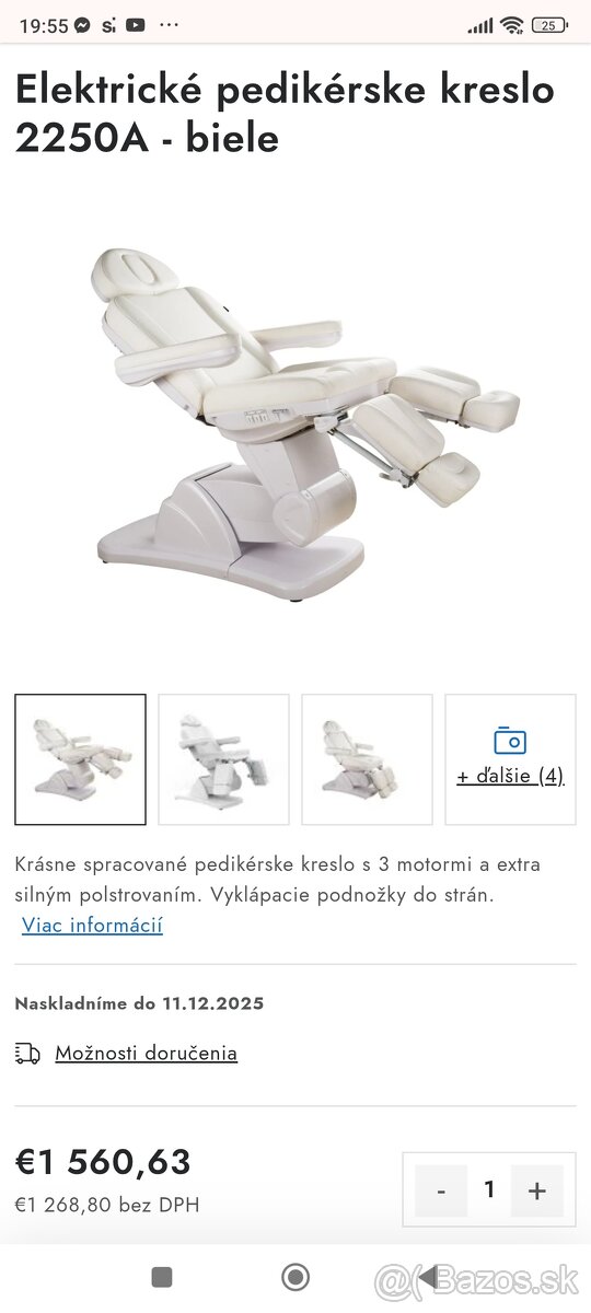 Elektrické pedikerske kozmetické masážne kreslo