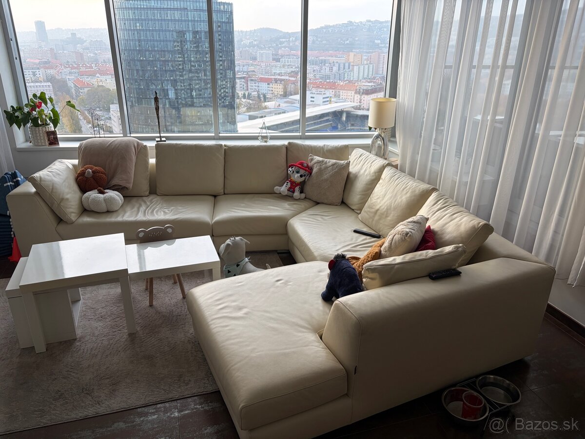 Kozena sedacka Krupex semianilin. Rozmery 3,0+2,5+1,8m