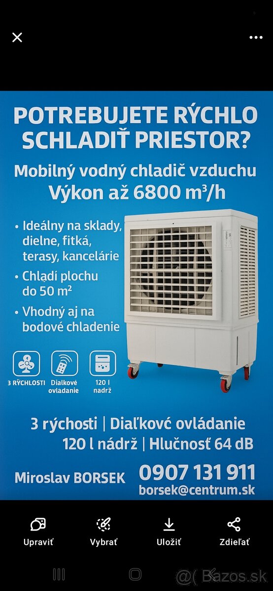 Vodný chladic,mobilny