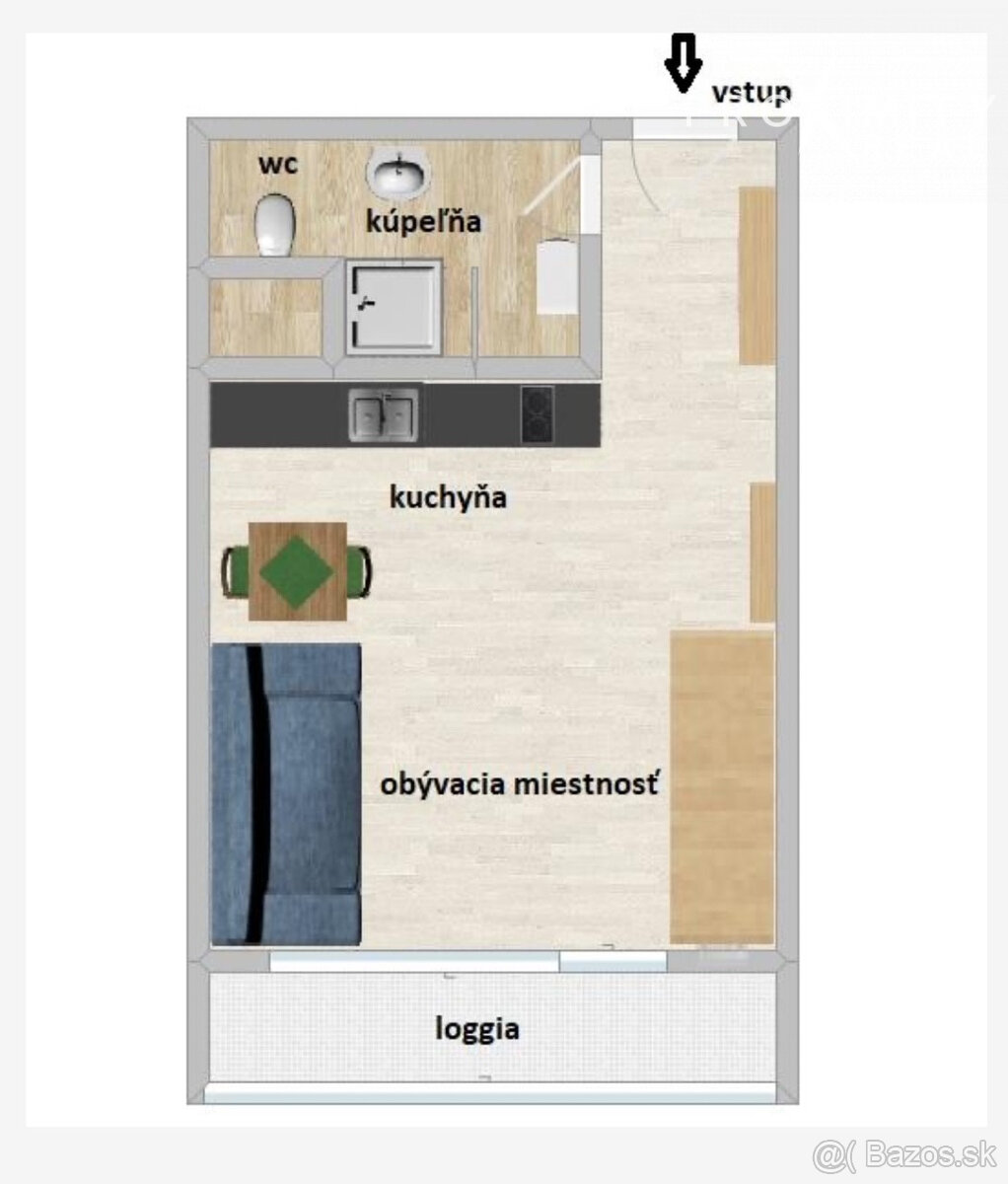 Pekná garsónka s balkónom na ulici Kapitána Jaroša – ideálne