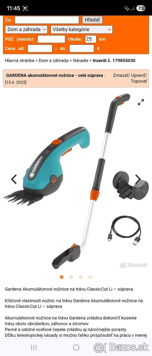 Gardena akumulatorove noznice