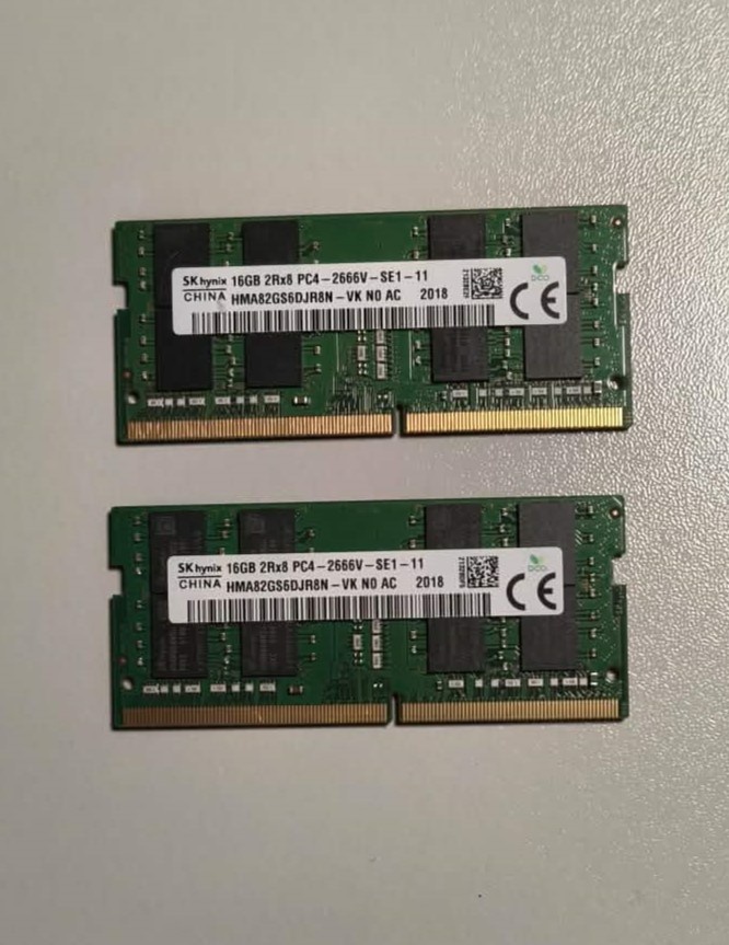 Dve 16 GB RAM DDR4 2666 MT/s