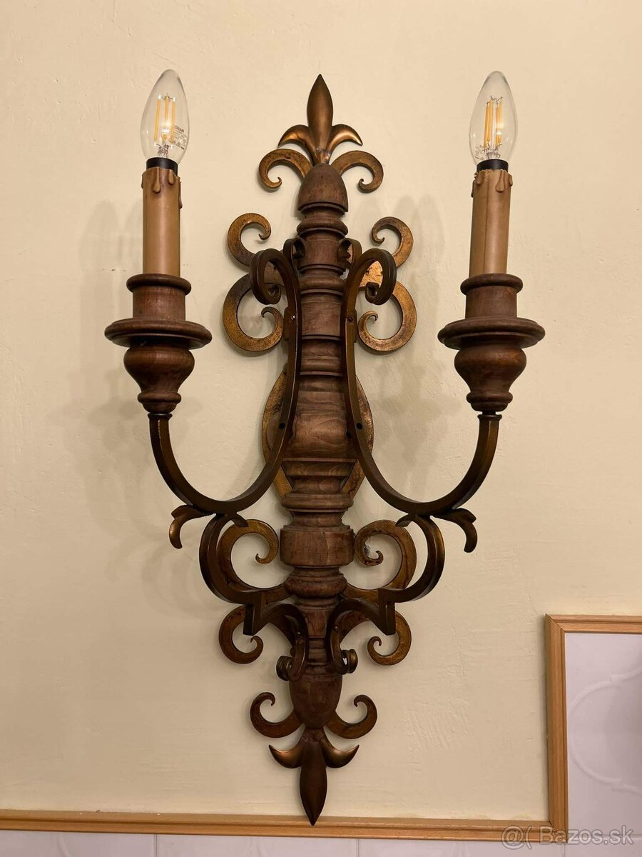 Vintage nástenná lampy- bronz