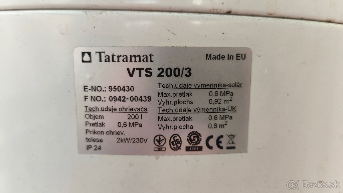 Predám bojler Tatramat 200l