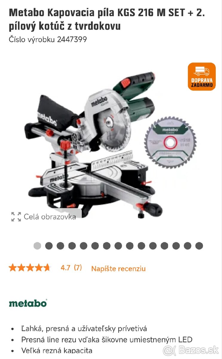 Pokosova pila Metabo 216