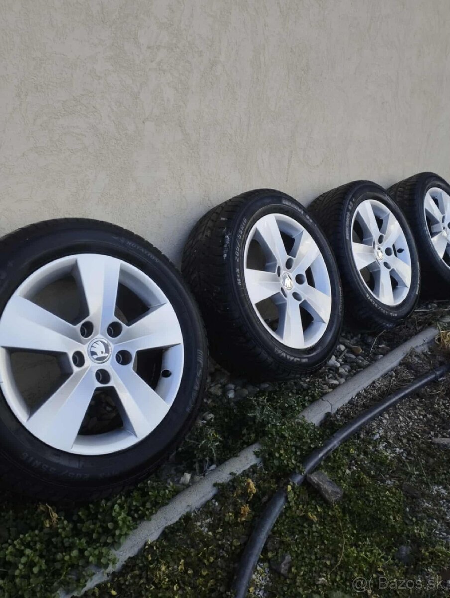 Predám kolesá škoda 5x112 R16 zimné pneu.205/55R16