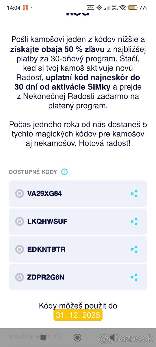 Kody na 50% zlavu Radost