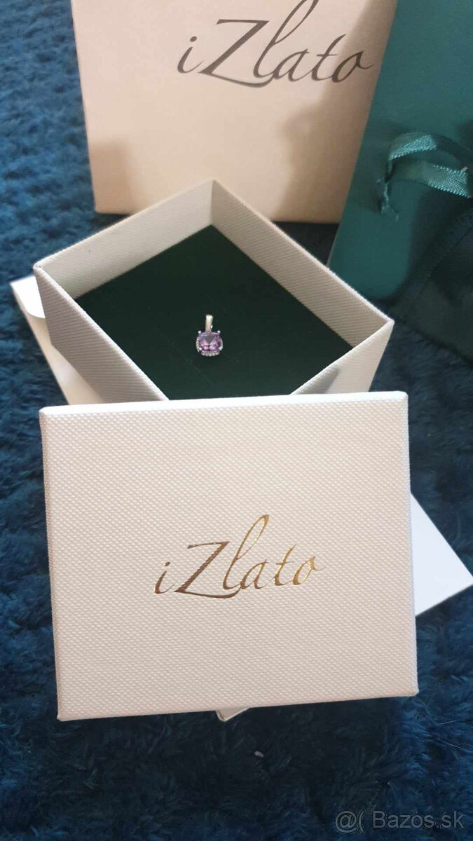 zlatý prívesok s briliantami a ametystom, zn. iZlato