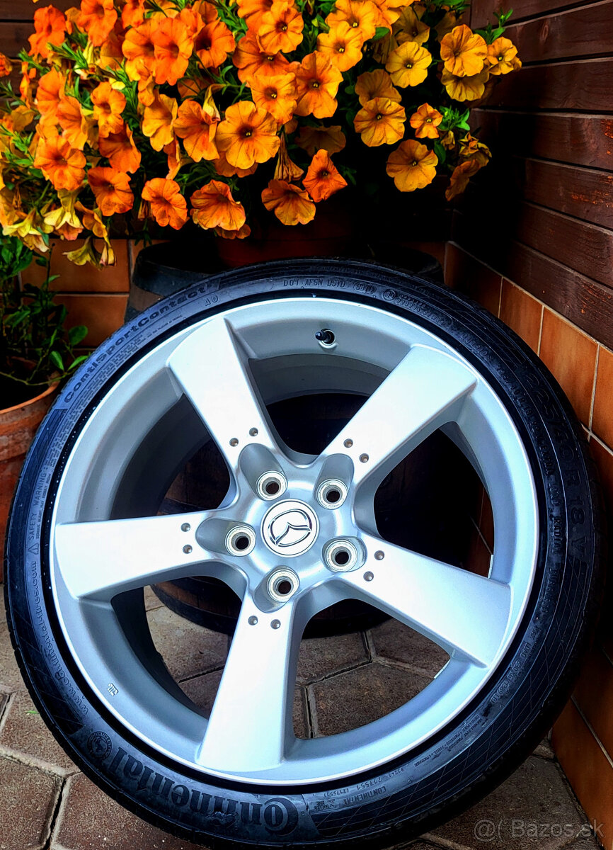 alu R18 5x114,3 orig. Mazda, letné pneu 225/40
