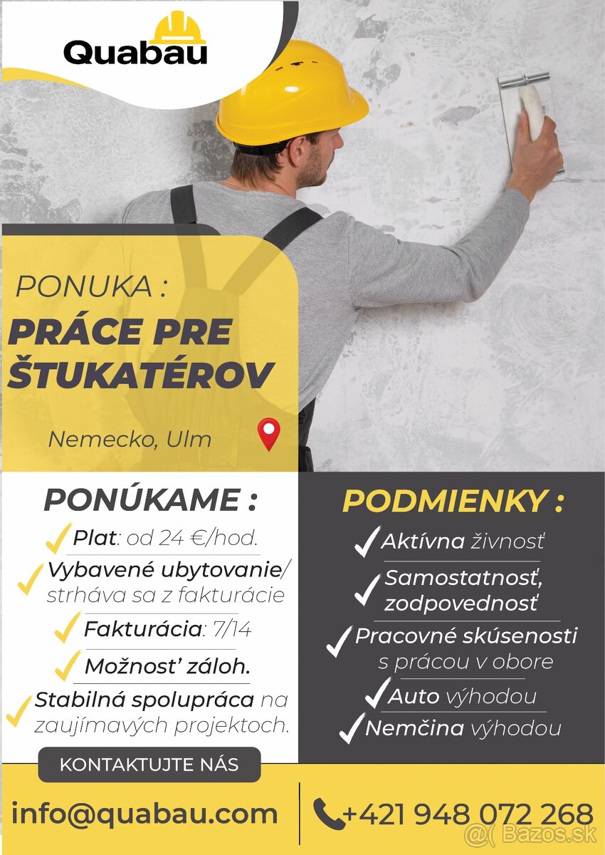 Ponuka práce Nemecko-Štukatér,Pokrývač