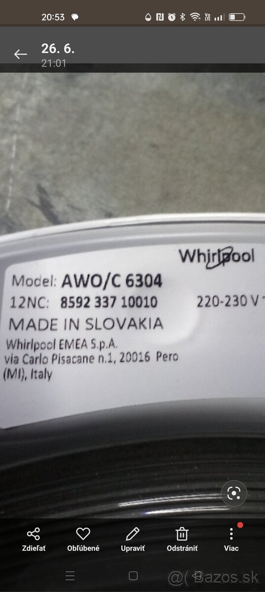 Whirlpool AWO/C 6304