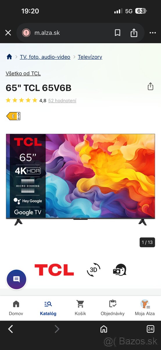 65" TCL 65V6B