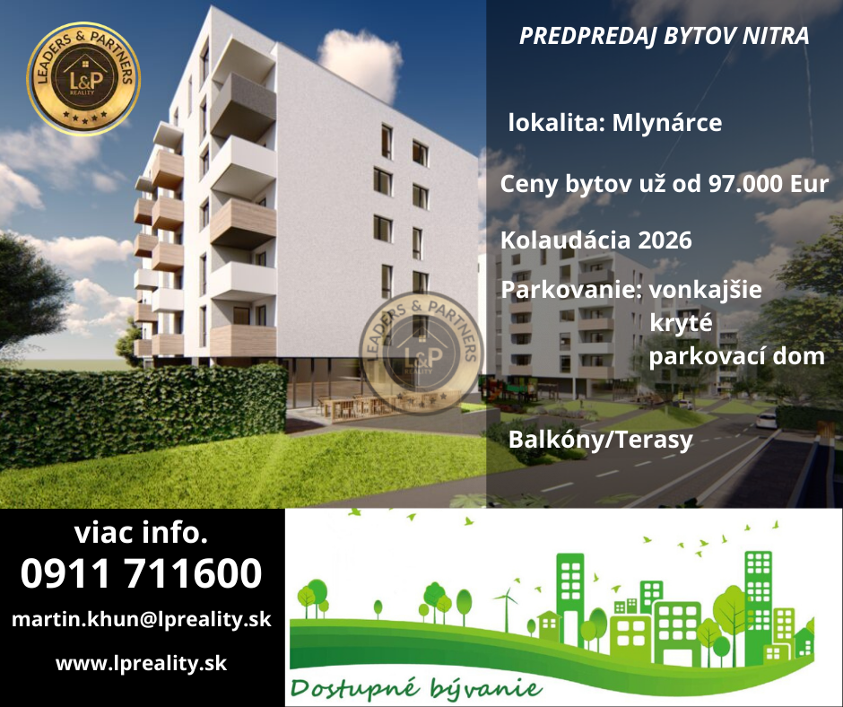 Predaj bytov 1izb. 2izb. 3izb. Nitra -  výstavba už prebieha