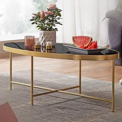 Konferenčný stolík zlato - čierny 110 cm
