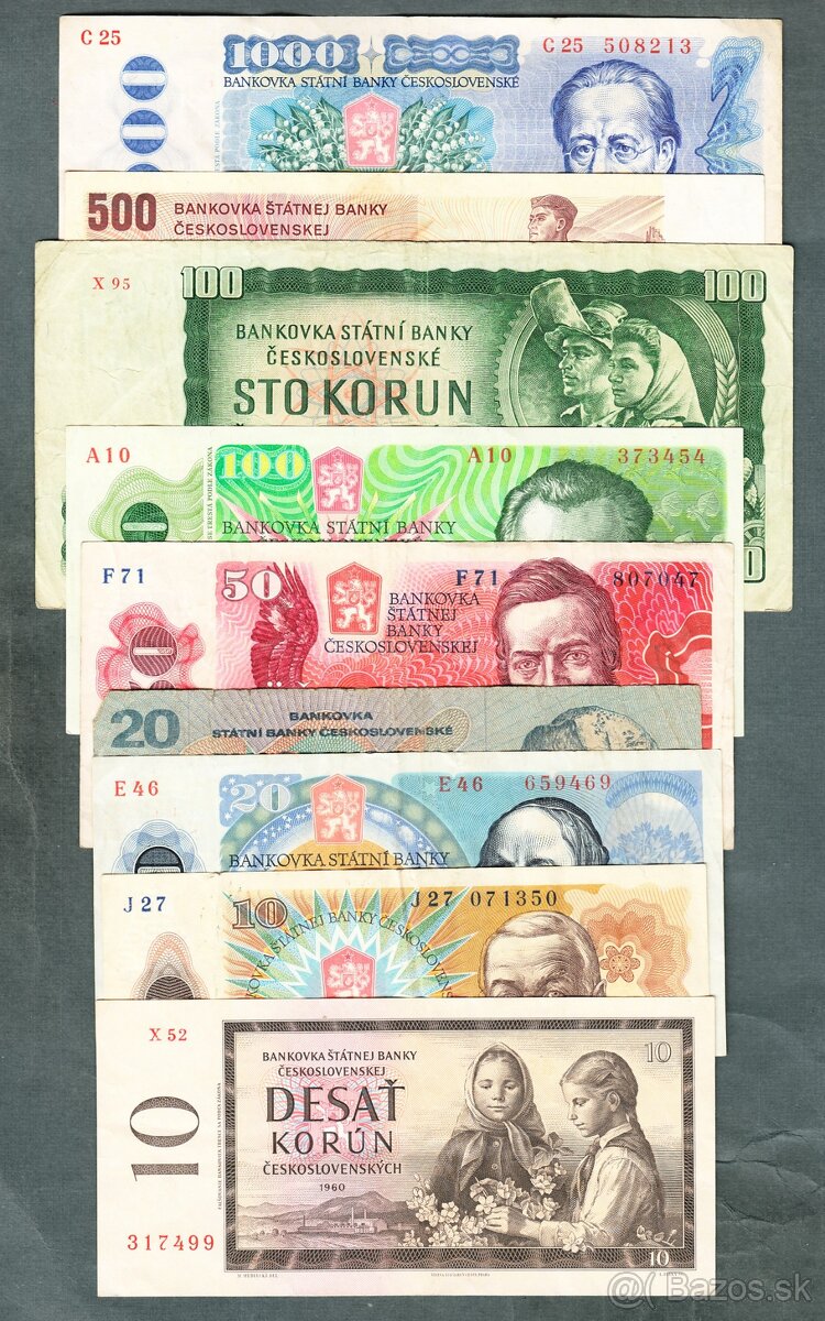 Staré bankovky sestava 1961-1988 - 9 kusů