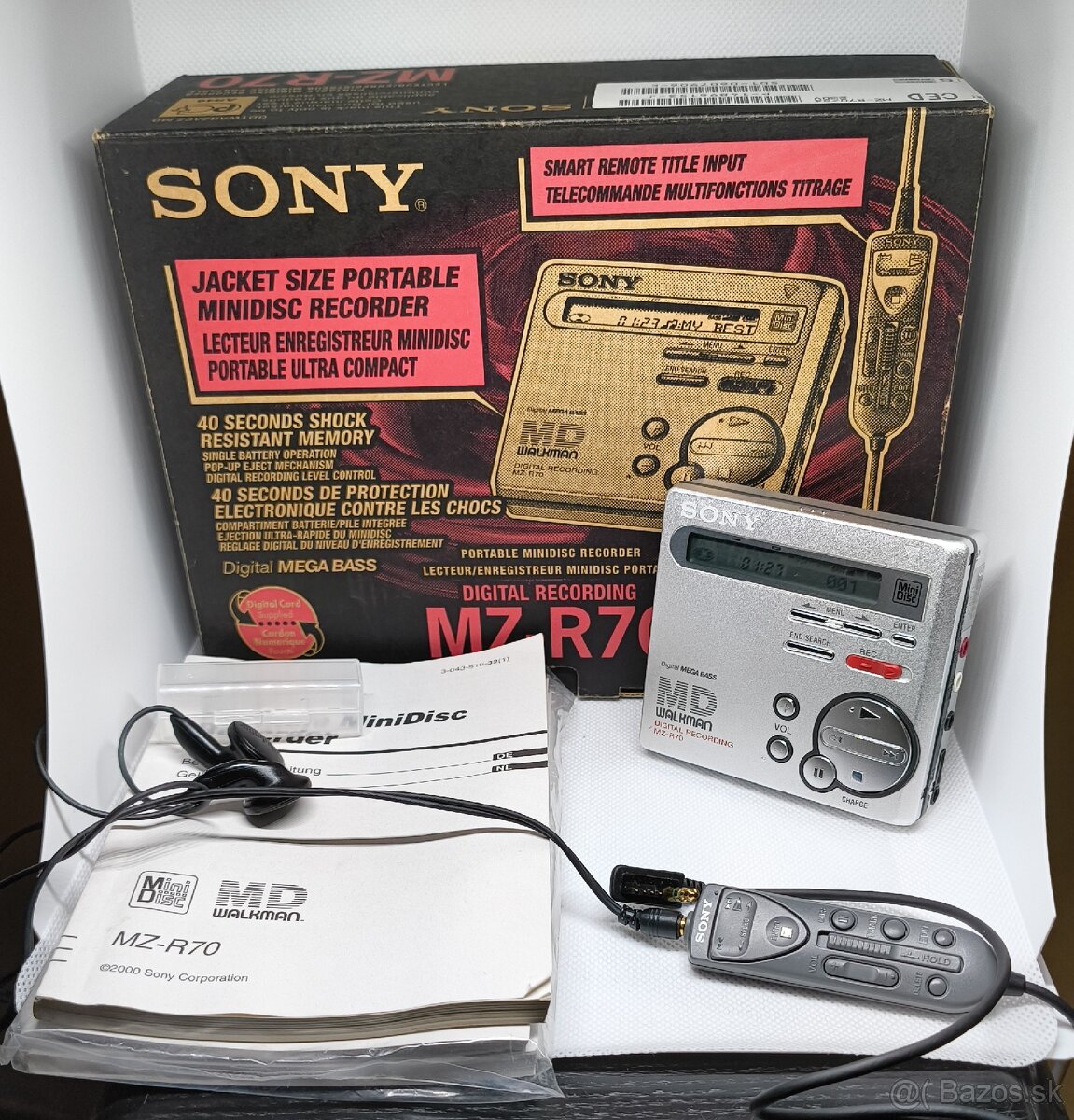 Sony MD walkman MZ-R70 MiniDisc s original príslušenstvom
