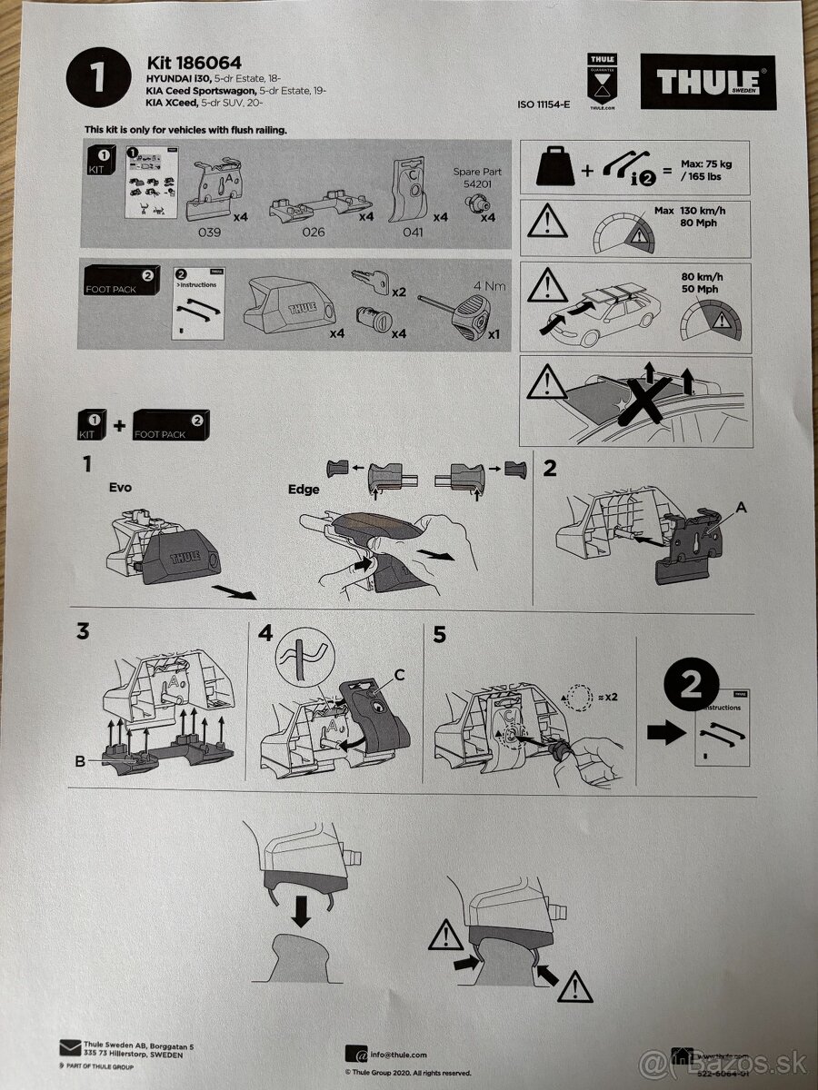 Thule Kit 6064 pro Hyundai i30 a KIA Ceed a Xceed