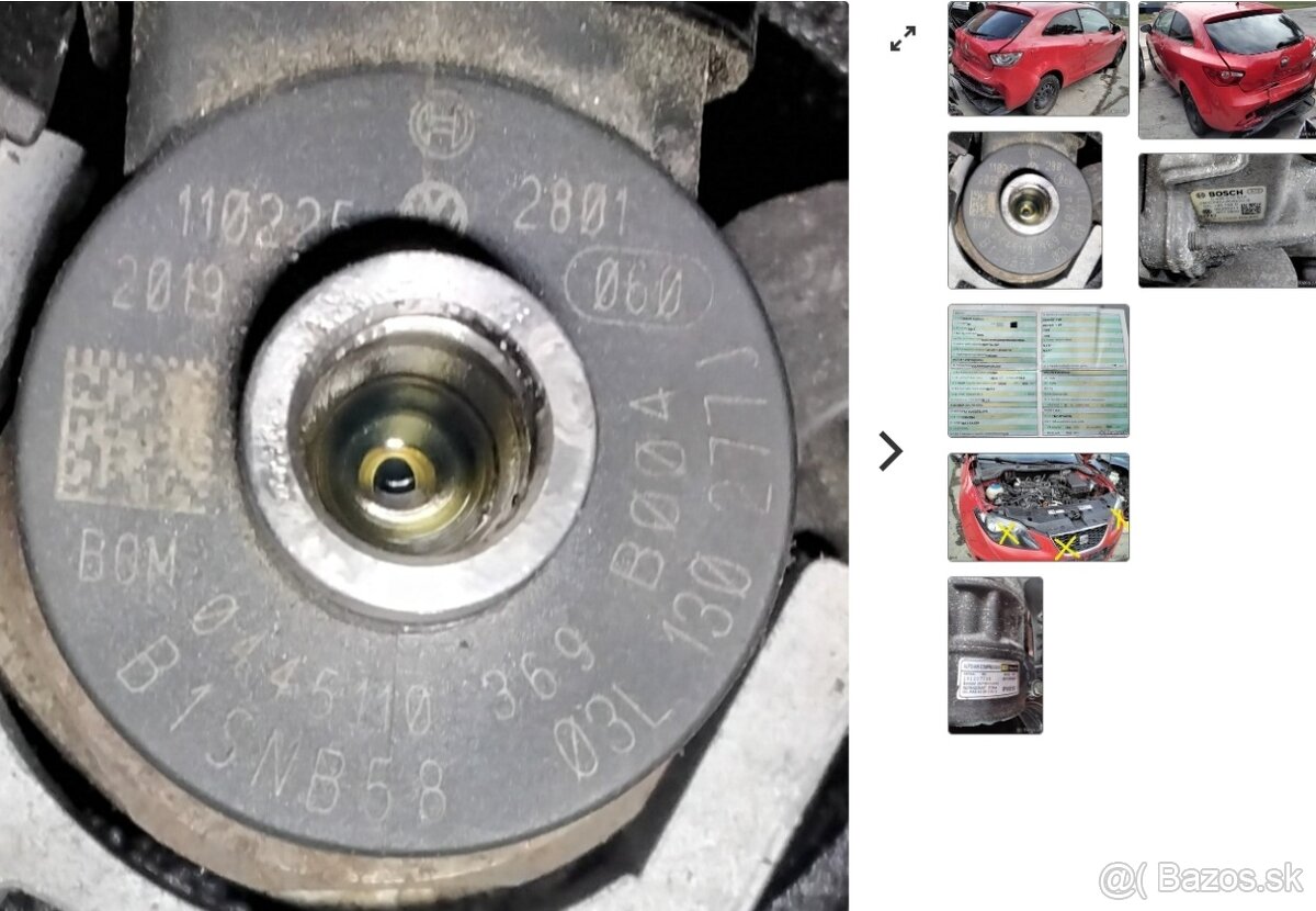 predám trysky 2.0 TDI 0445110369, 03L130277J SEAT IBIZA FR
