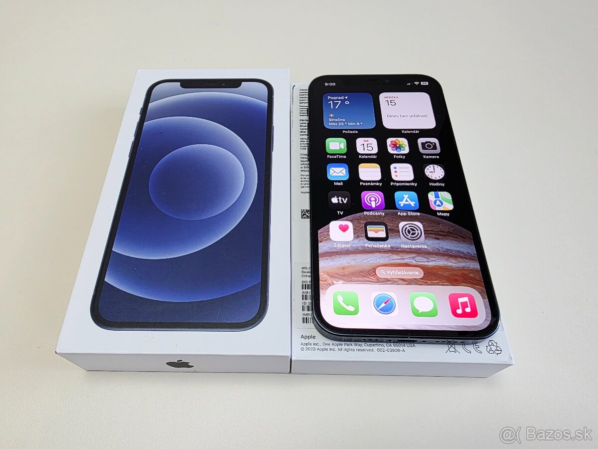 APPLE IPHONE 12 64GB BLACK ,BATERKA 100%