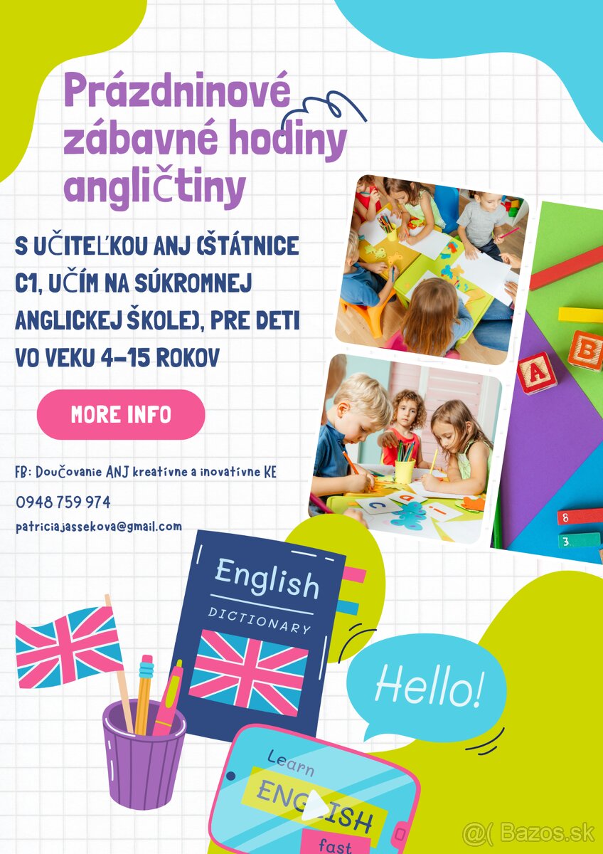 Prázdninové hodiny anglického jazyka pre deti vo veku 4-15 r