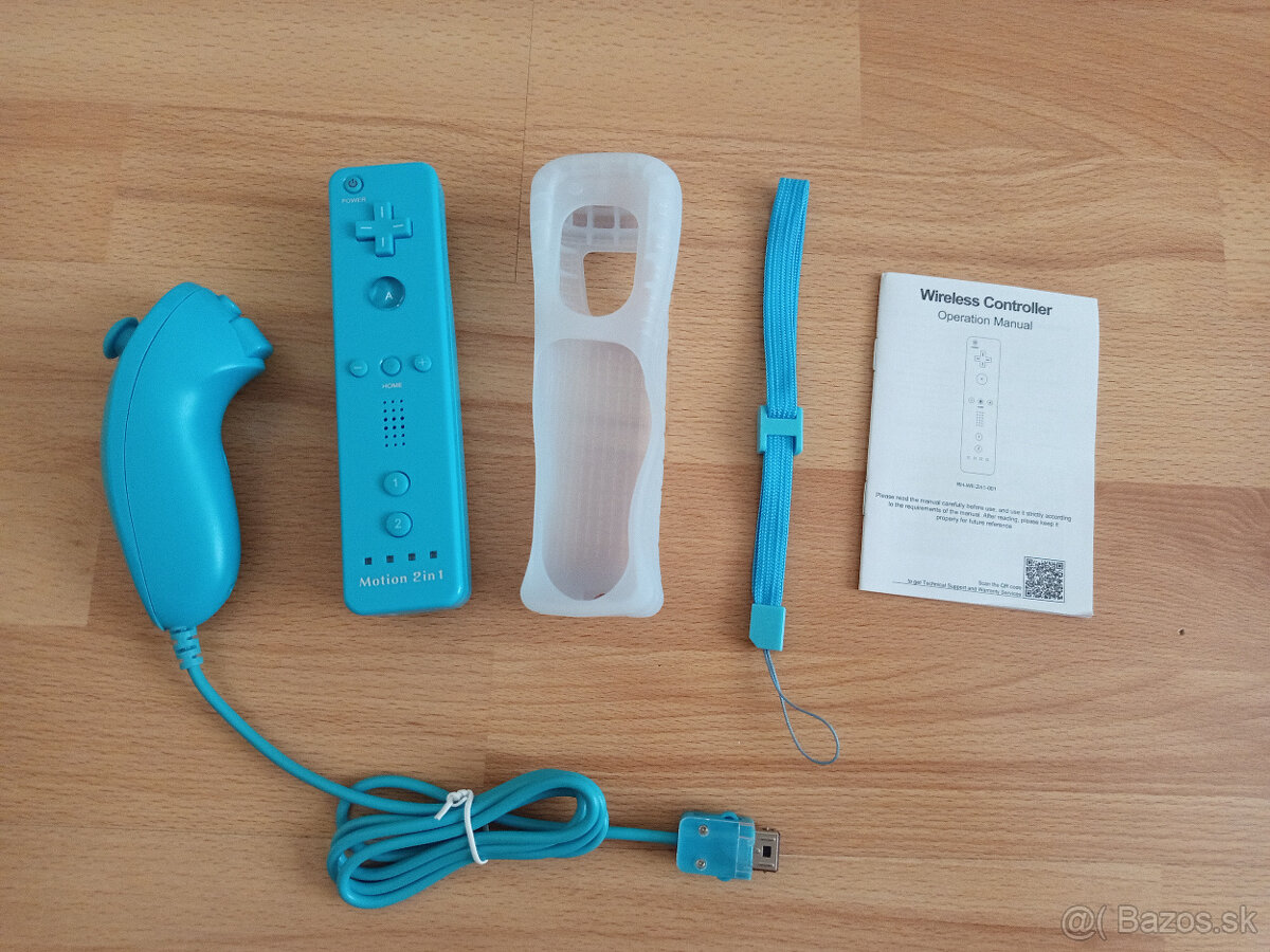 Nintendo Wii nový MODRÝ ovládač s Motion Plus + Nunchuck