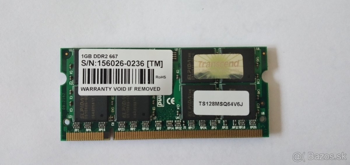 RAM (SO-DIMM) Transcend 1GB PC2-5300 DDR-667MHz – TS128MSQ64