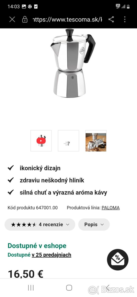 Kávovar TESCOMA