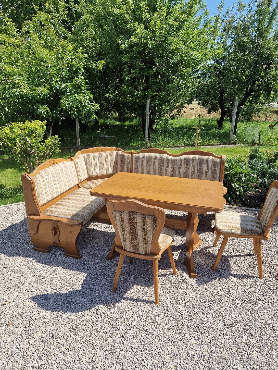 Rohová lavica, jedálenský set