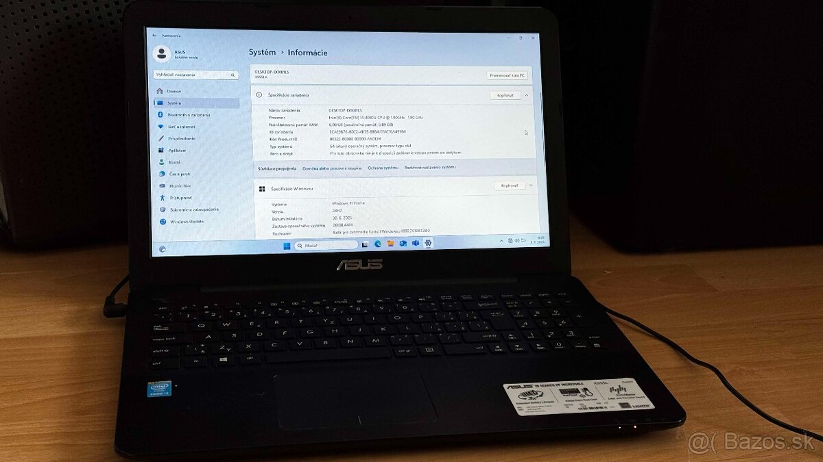 Predám notebook ASUS X555LA – plne funkčný
