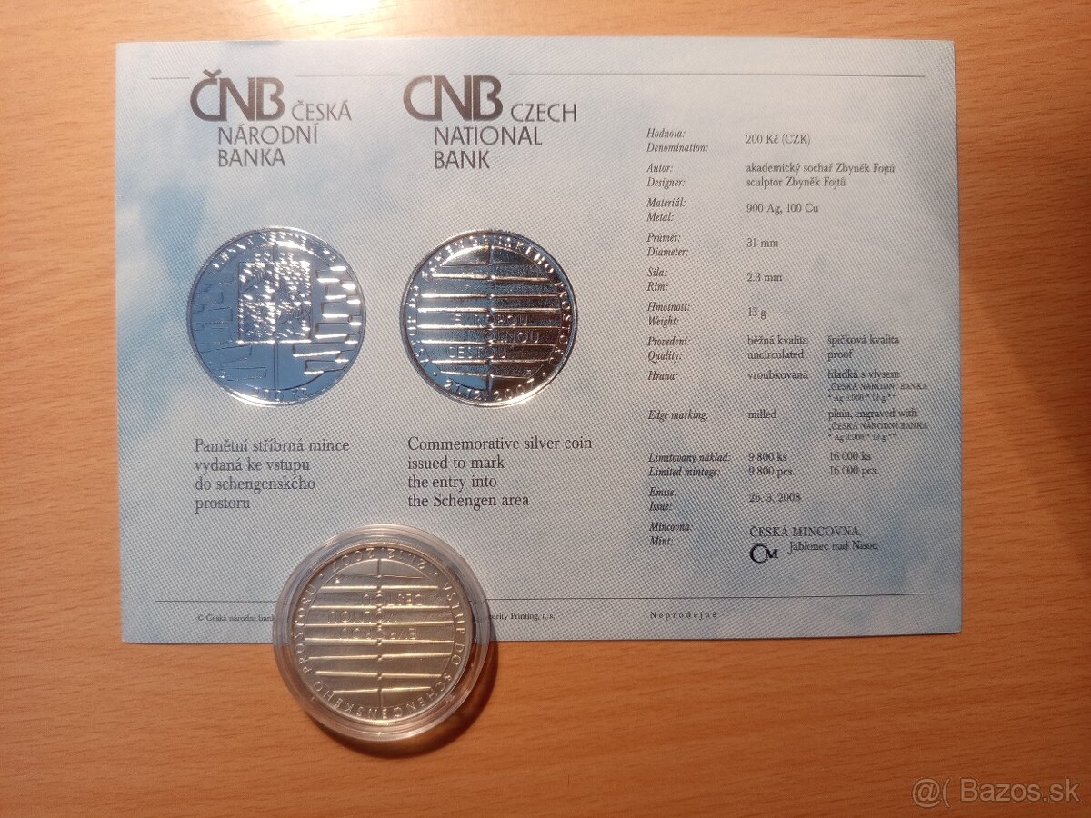 Vstup ČR do schengenského prostoru 200 Kč 2008 BK