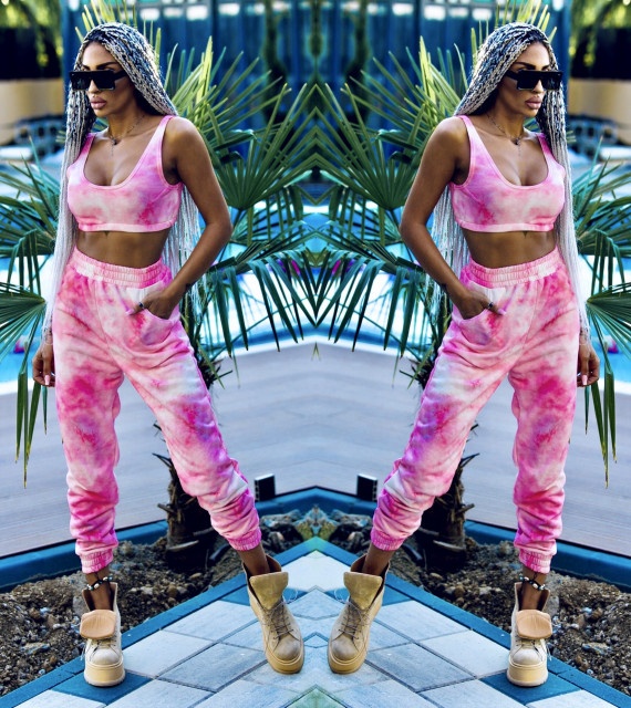 Dvojdielny damsky ruzovy teplakovy fitness set NOVY