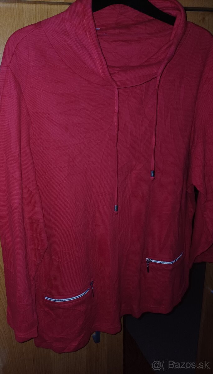 Červená bavlnená mikina pre moletky xxxl