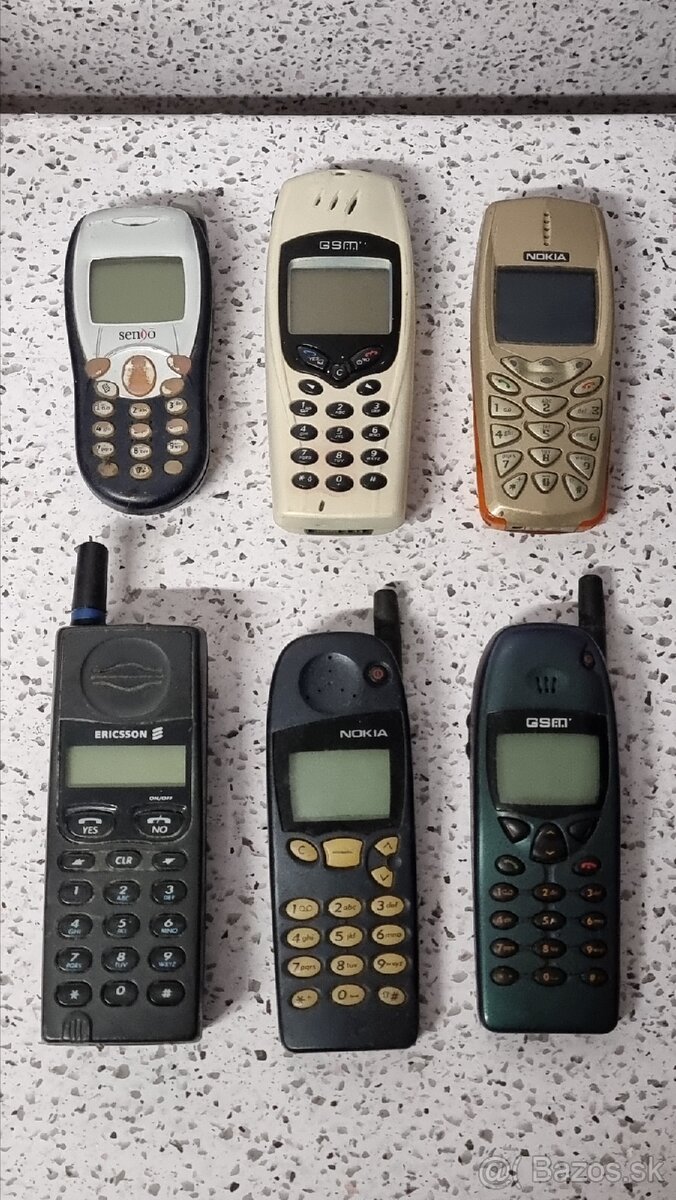 6x staré mobilné telefóny - Nokia, GSM, Ericsson