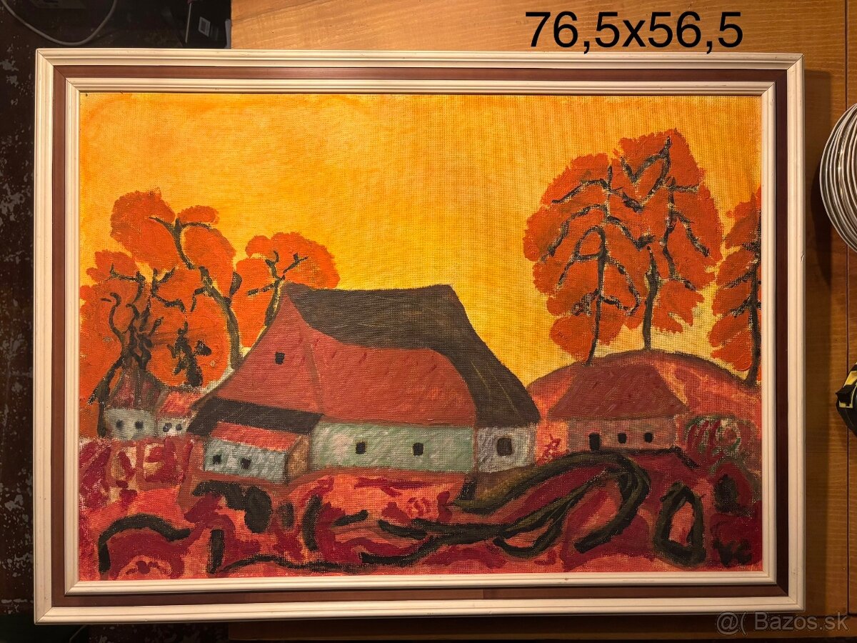 Obraz cerveny rucne malovany