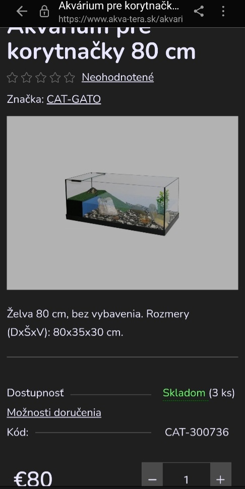 Akvárium pre korytnacky  CAT-GATO 80×35×30cm NOVE