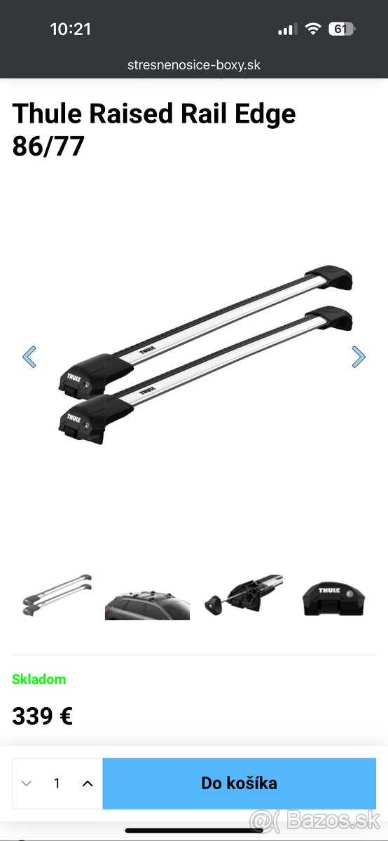 Stresne nosice THULE raised rail edge - Škoda Superb 3 kombi