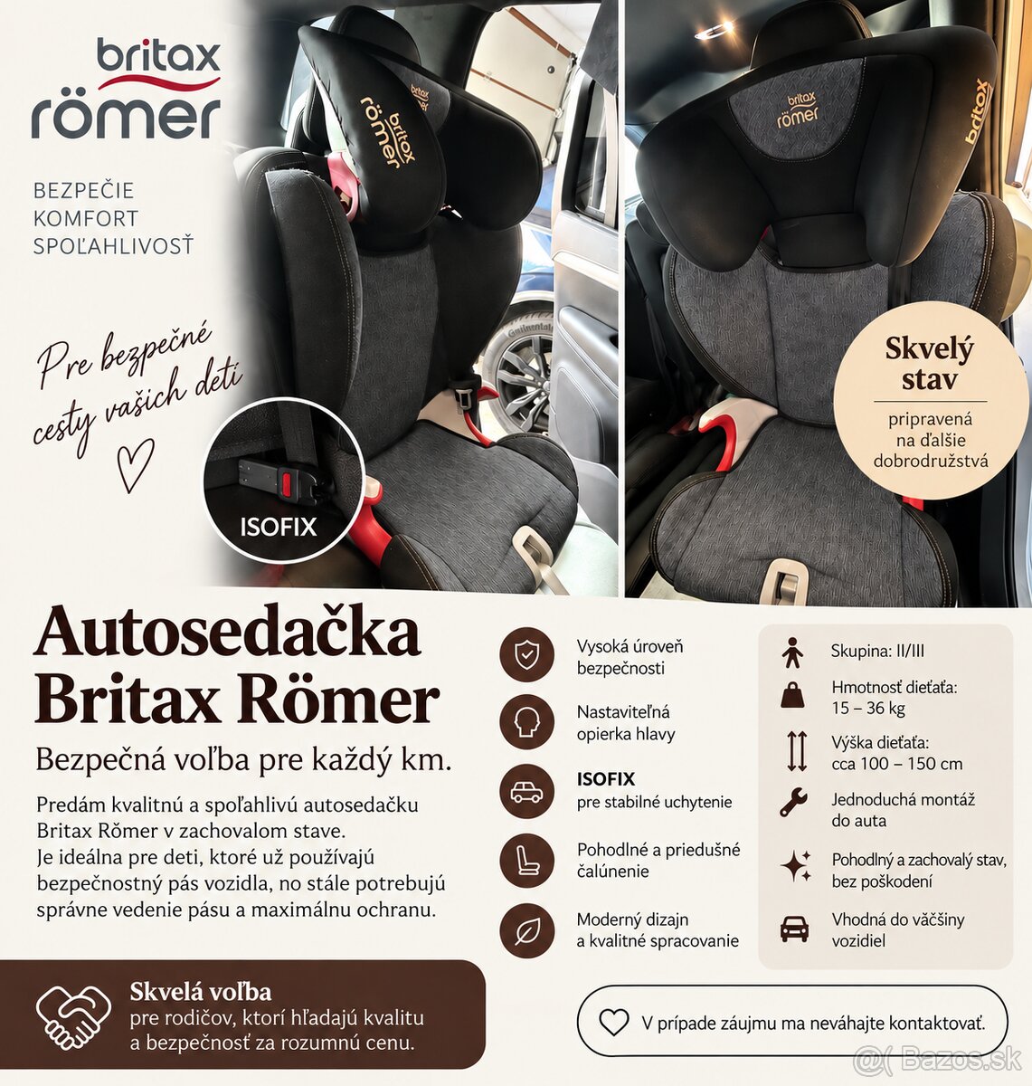 Predám autosedačku Britax Römer